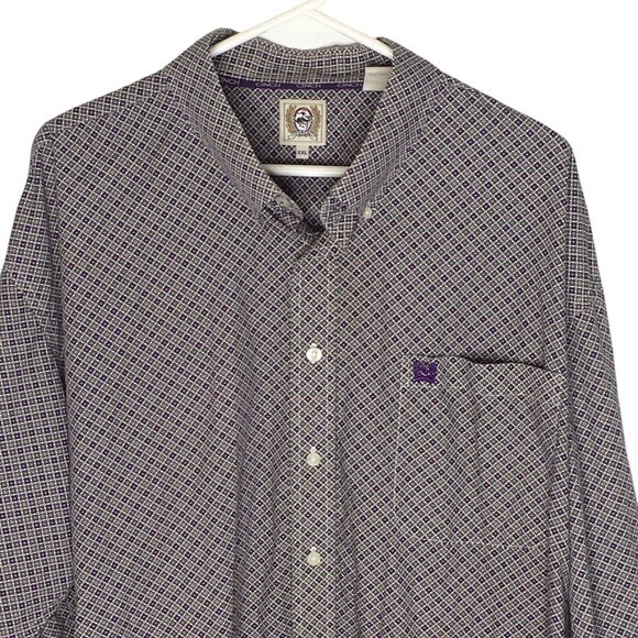 Cinch Mens LS Button Up Dress Shirt Purple White Diamond Sz XXL Western Rodeo - Picture 3 of 10